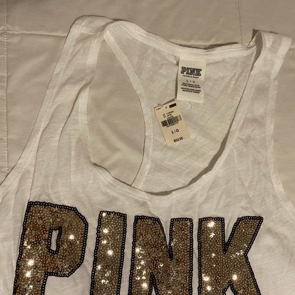Pink victoria secret tank top. Pink VS sparkle tank top. Sequence tank top - Picture 2 of 6